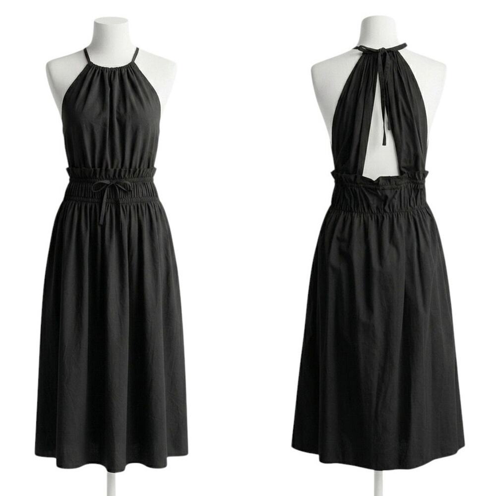Zara Trafaluc Black Halter Open Back Cutout Midi Dress Small - Picture 1 of 16